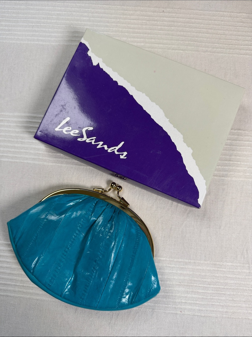 Lee Sands Teal Kiss-Lock Clutch